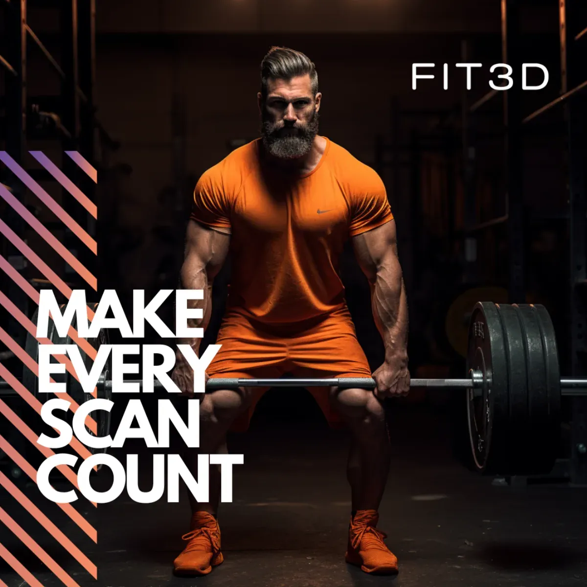 Fit3D-Kampagnenmotiv mit einem Sportler und dem Schriftzug Make every scan count