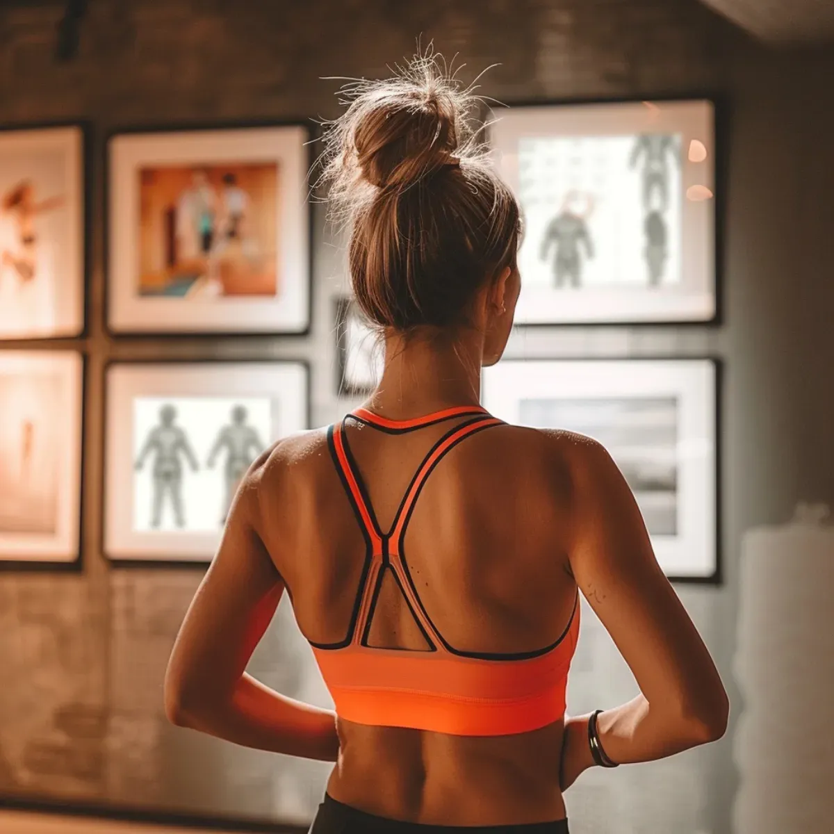 Eine Sportlerin betrachtet visualisierte Fit3D-Ergebnisse